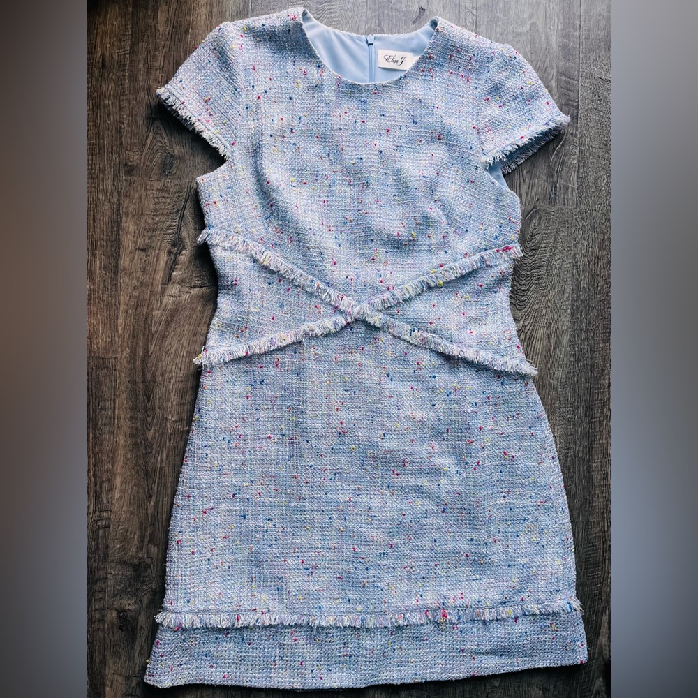 Eliza J blue knee length classy work office dress, size 8, used